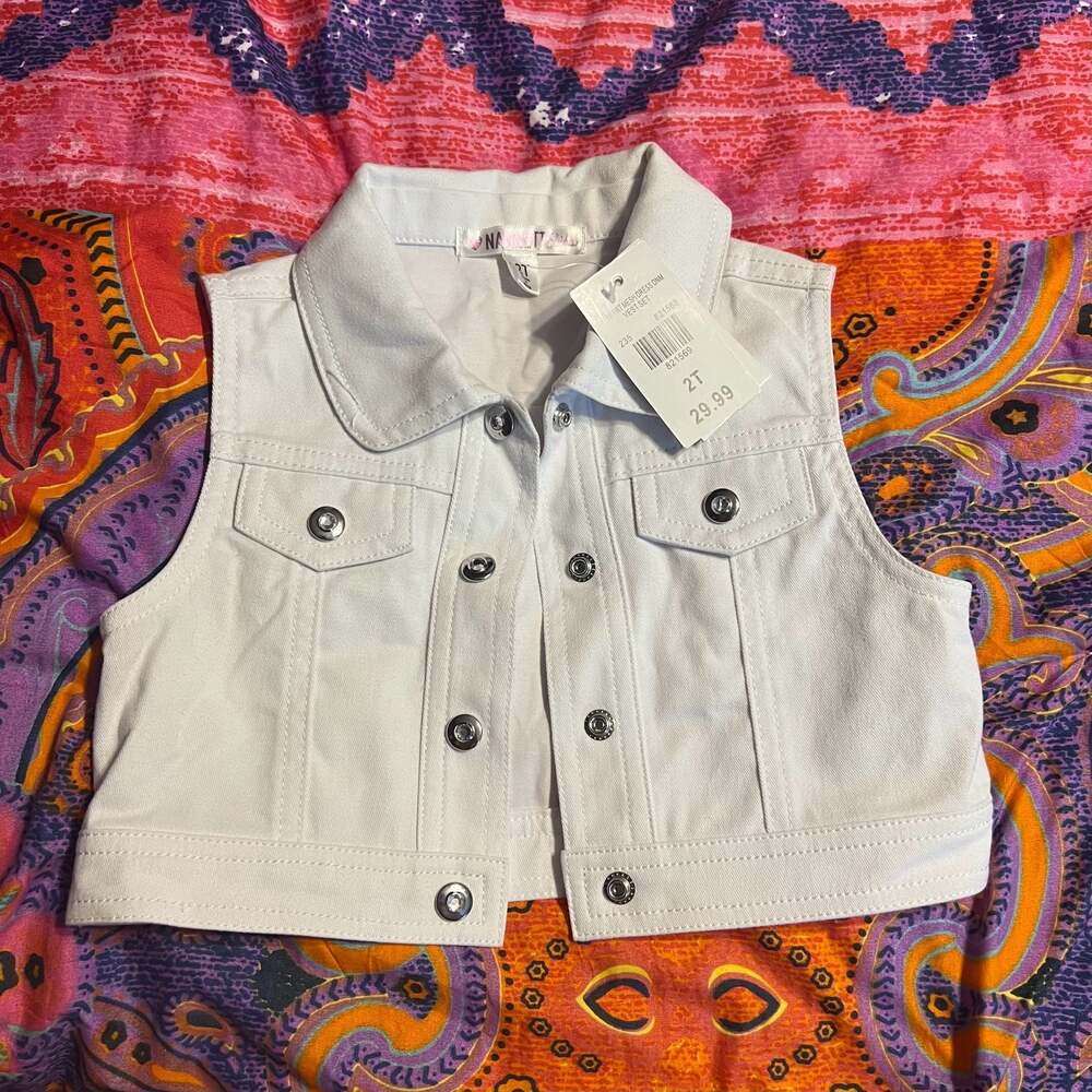 Nannette Kids Toddler Girls White Denim Vest